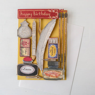 Quills and Ink Lasercut Birthday Card