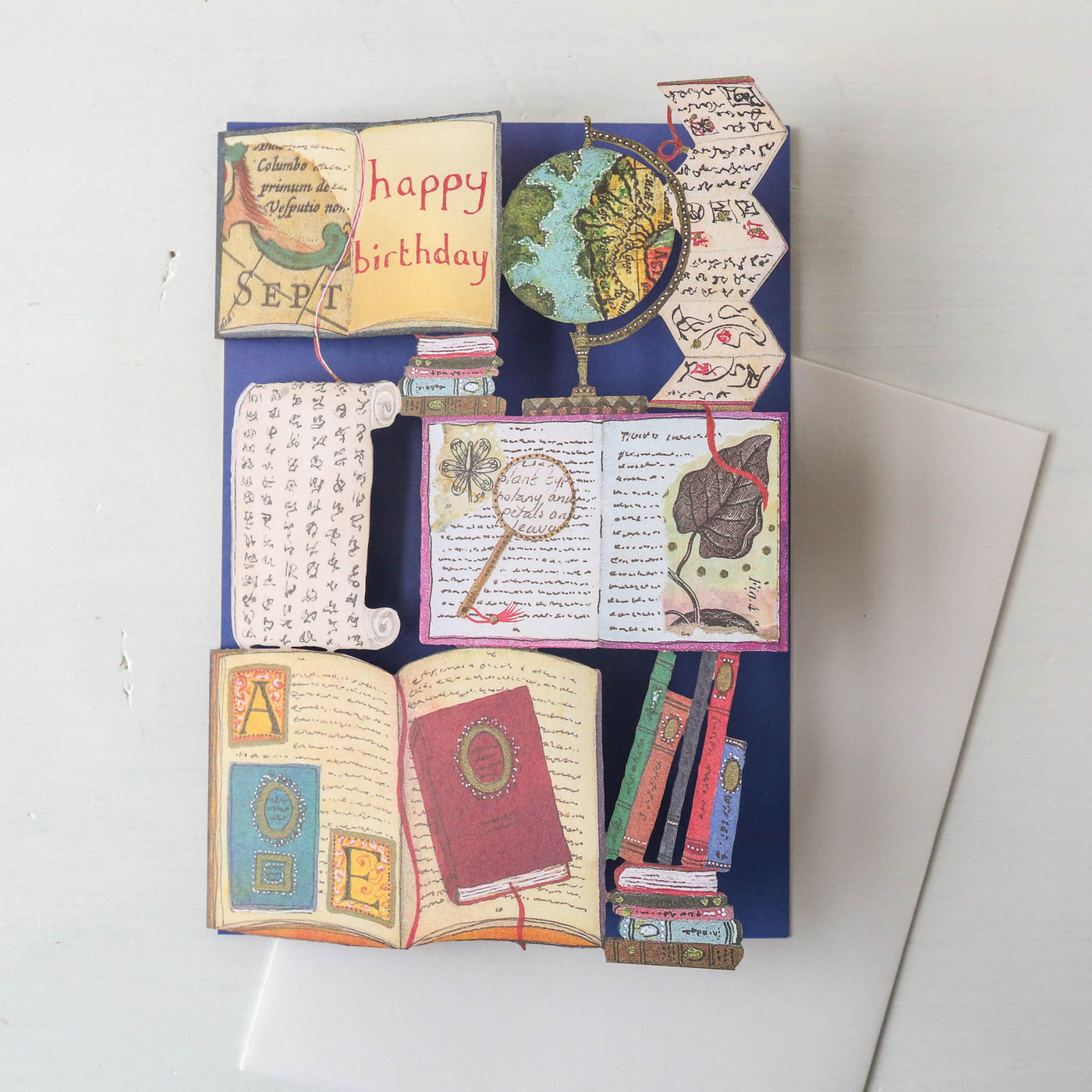 Maps and Books Lasercut Birthday Card