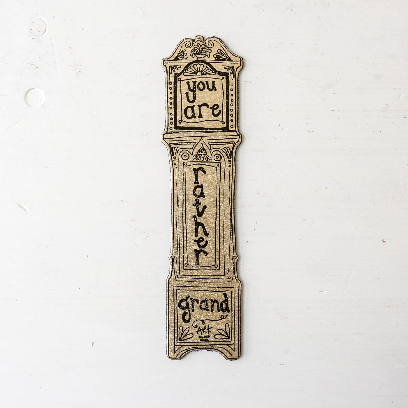 Grandfather Clock Leather Bookmark