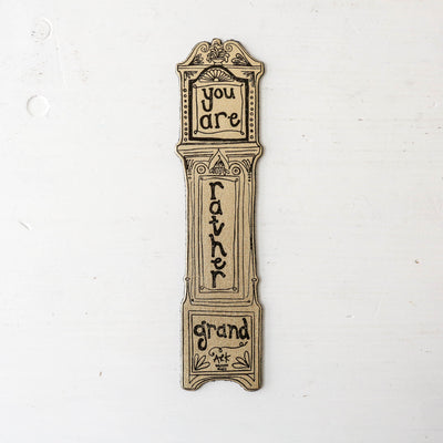 Grandfather Clock Leather Bookmark