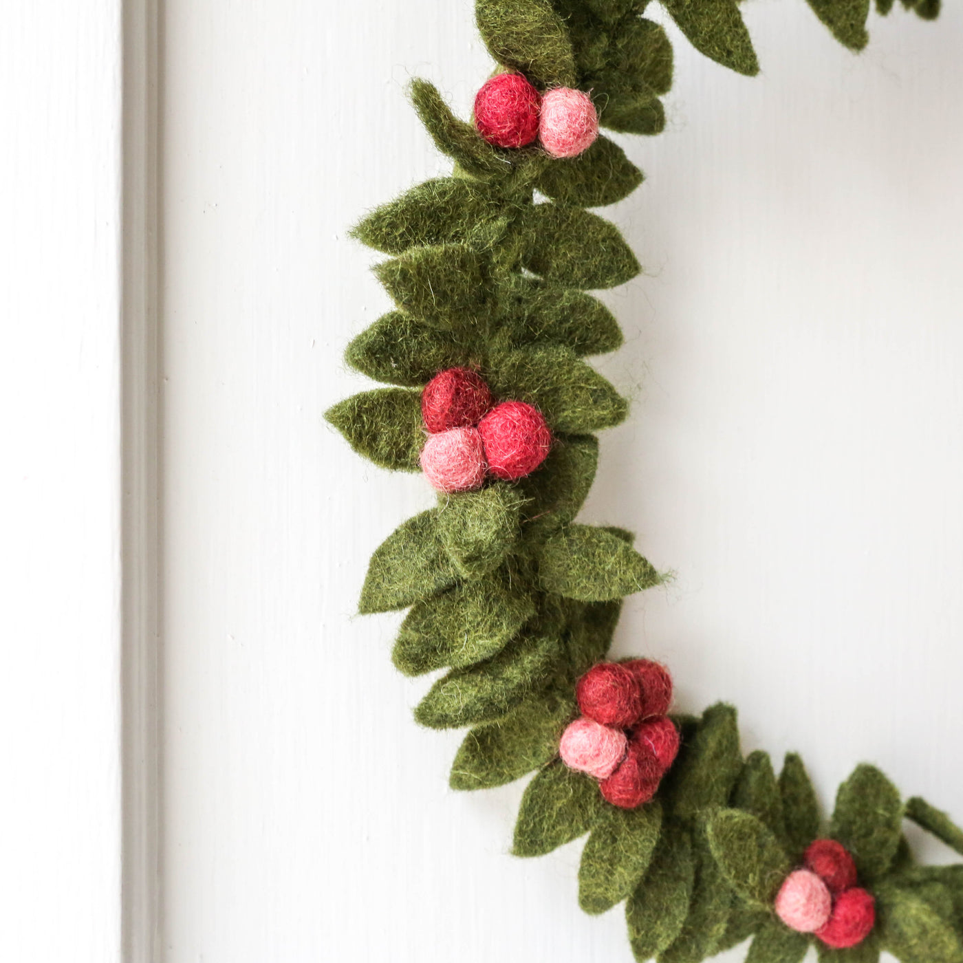 Big Festive Felt Wreath with Red Berries