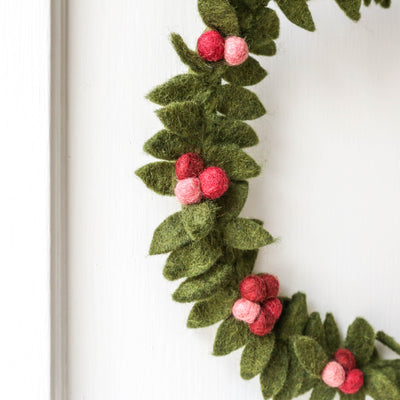 Big Festive Felt Wreath with Red Berries
