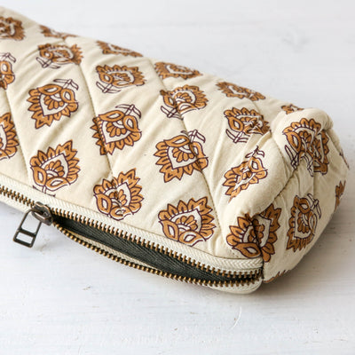 Block Printed Pencil Case or Cosmetics Pouch