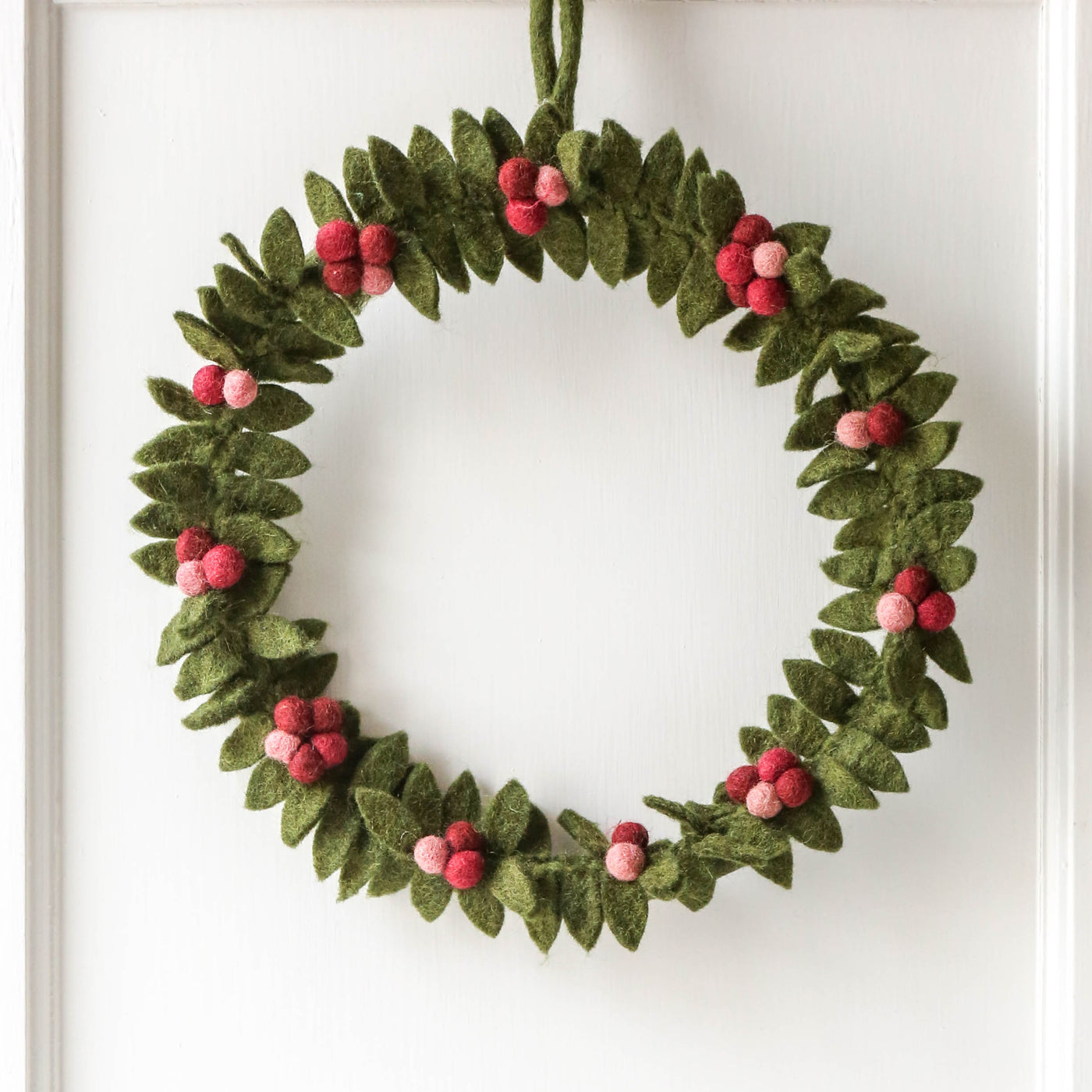 Big Festive Felt Wreath with Red Berries