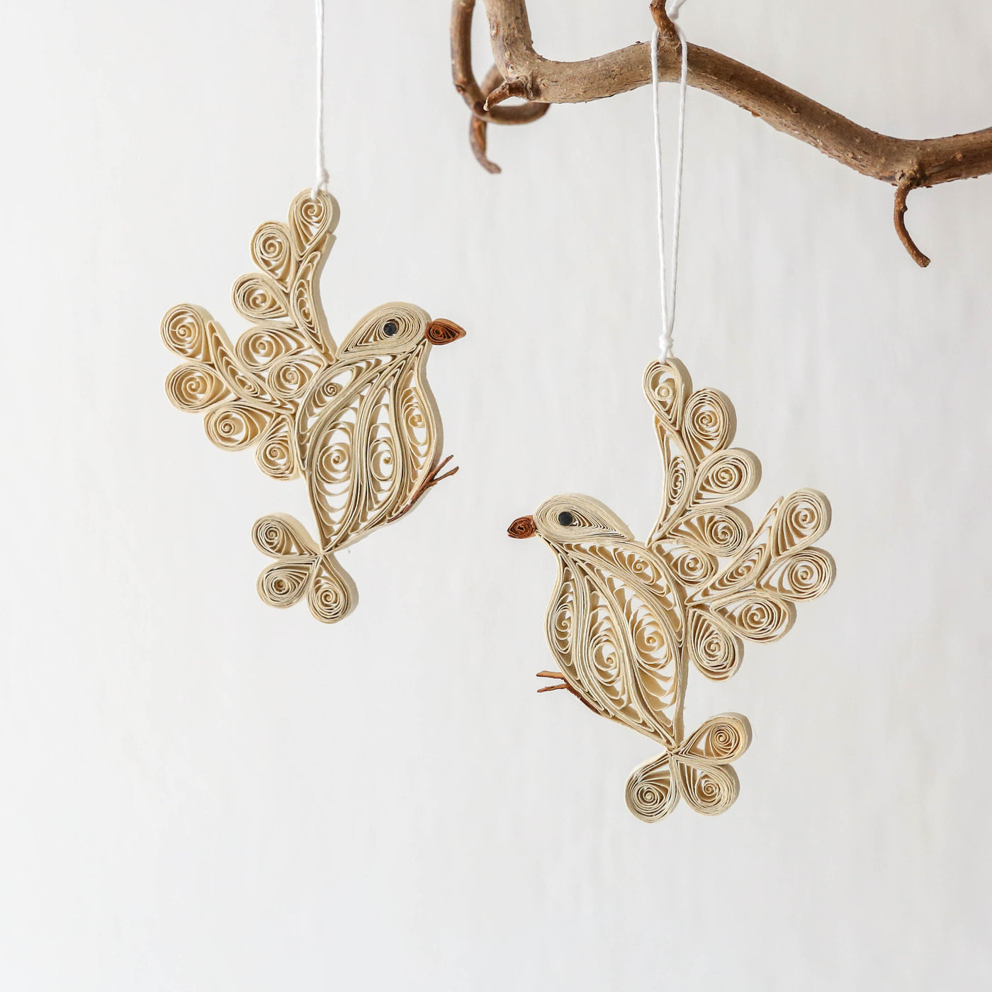 Quilled Dove Christmas Ornaments - Pack of 2