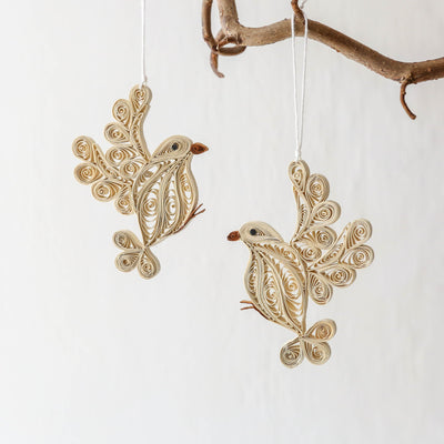 Quilled Dove Christmas Ornaments - Pack of 2