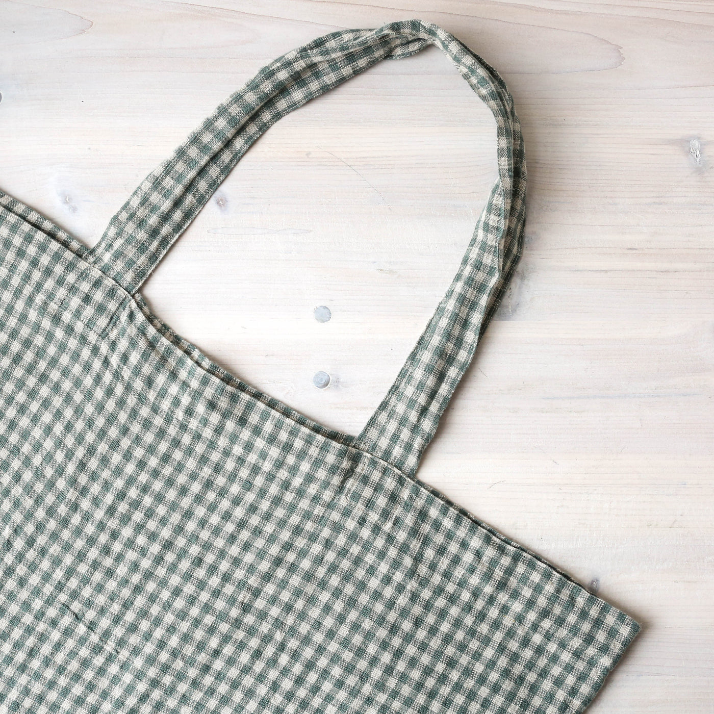 Washed Linen Sloppy Shoulder Bag - Pigeon Check