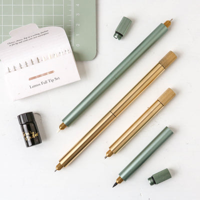 The Lumos Mini in Brass - Refillable Pen with Multiple Tips