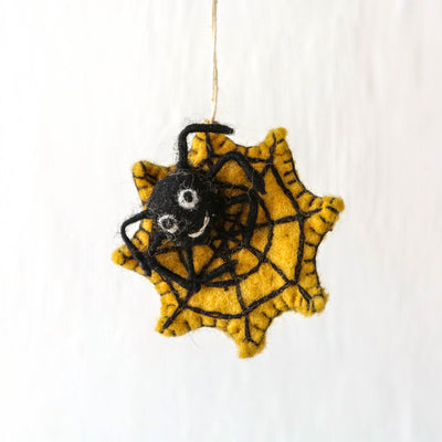 Spider on Web Felt Hanging Decoration