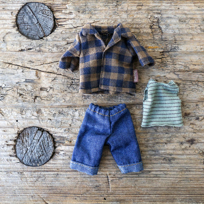 Brown Checked Shirt & Pants - Dad Mouse Clothes