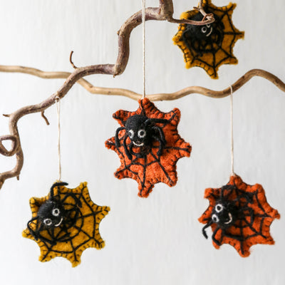 Spider on Web Felt Hanging Decoration