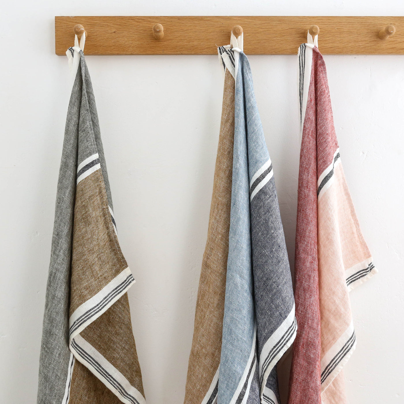 Washed Linen Block Colour Tea Towel - Khaki