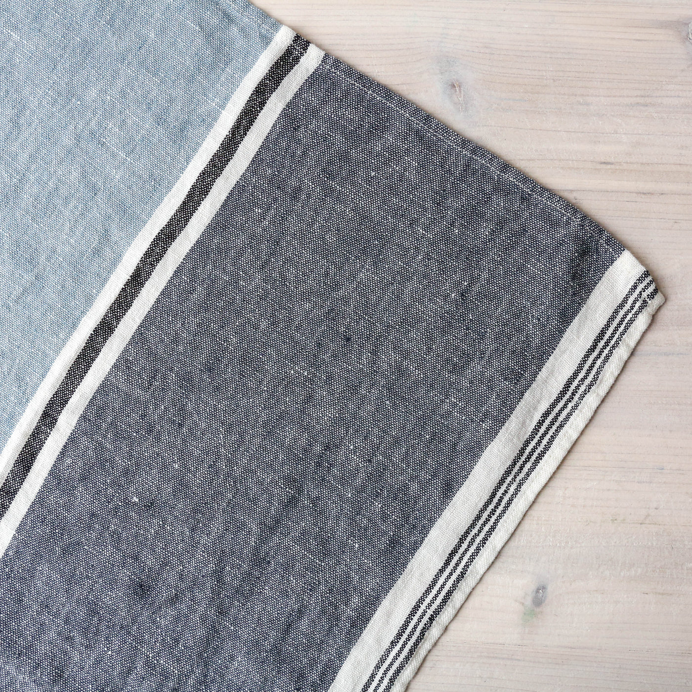 Washed Linen Block Colour Tea Towel - Blue Stone
