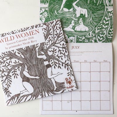 2026 Wild Women Linocut Wall Calendar