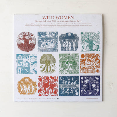 2026 Wild Women Linocut Wall Calendar