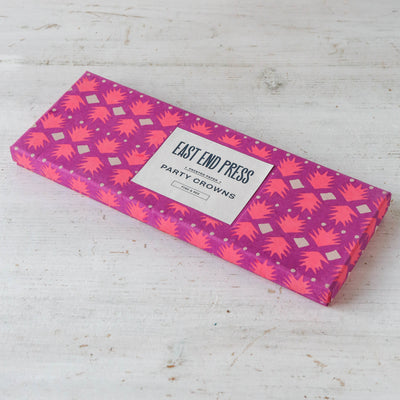 6 Screen Printed Paper Crowns - Pink