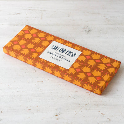 6 Screen Printed Paper Crowns - Yellow