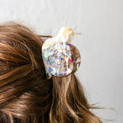Hand Painted Cellulose Hair Claw - Tortoise Snail