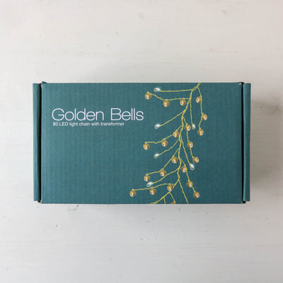 Illuminated Golden Bell Garland - 80 lights 2m, Mains Powered