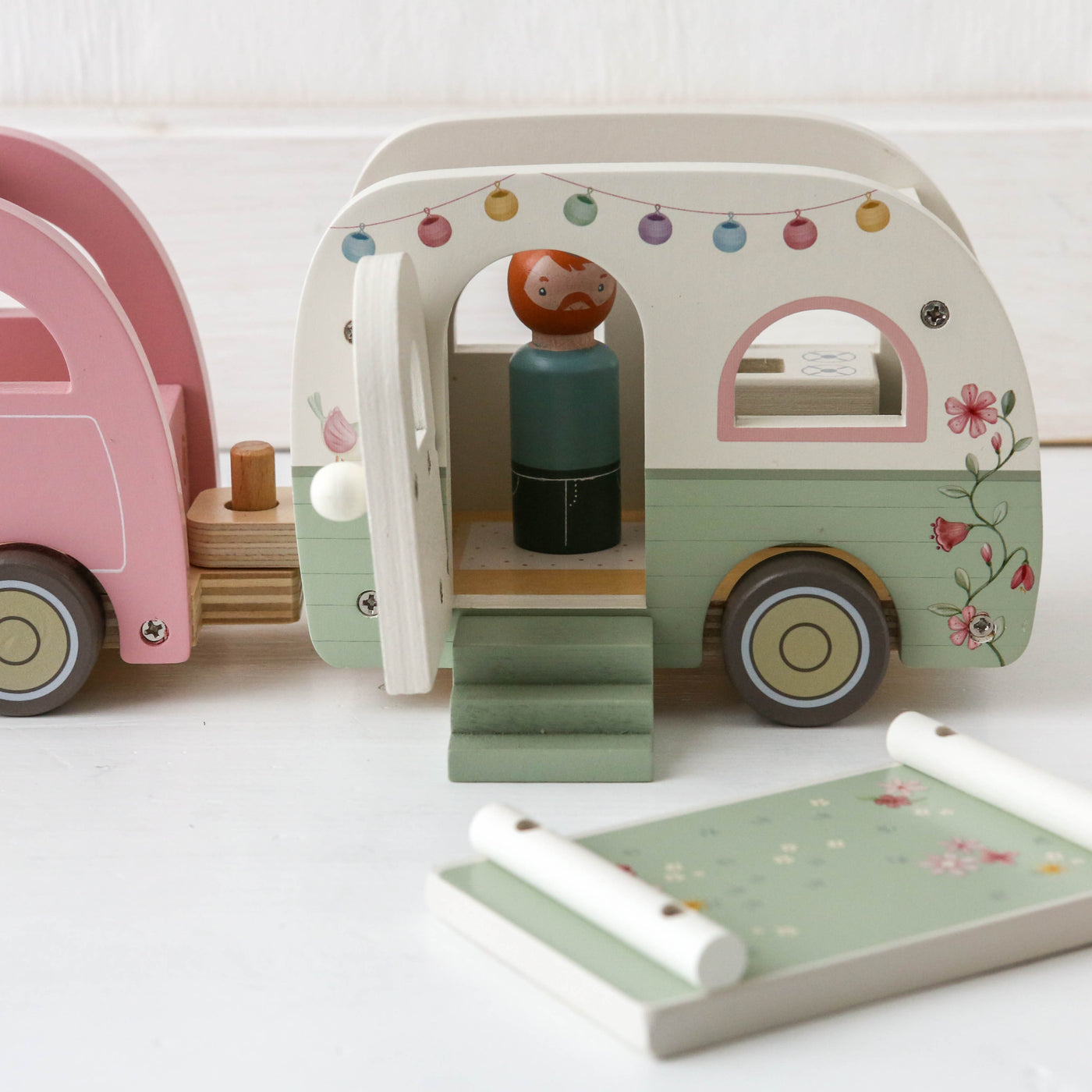 Wooden Car with Caravan