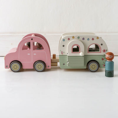 Wooden Car with Caravan