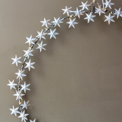 46cm Illuminated 'Starlight' Wreath - Antique Pressed Metal, Battery Powered
