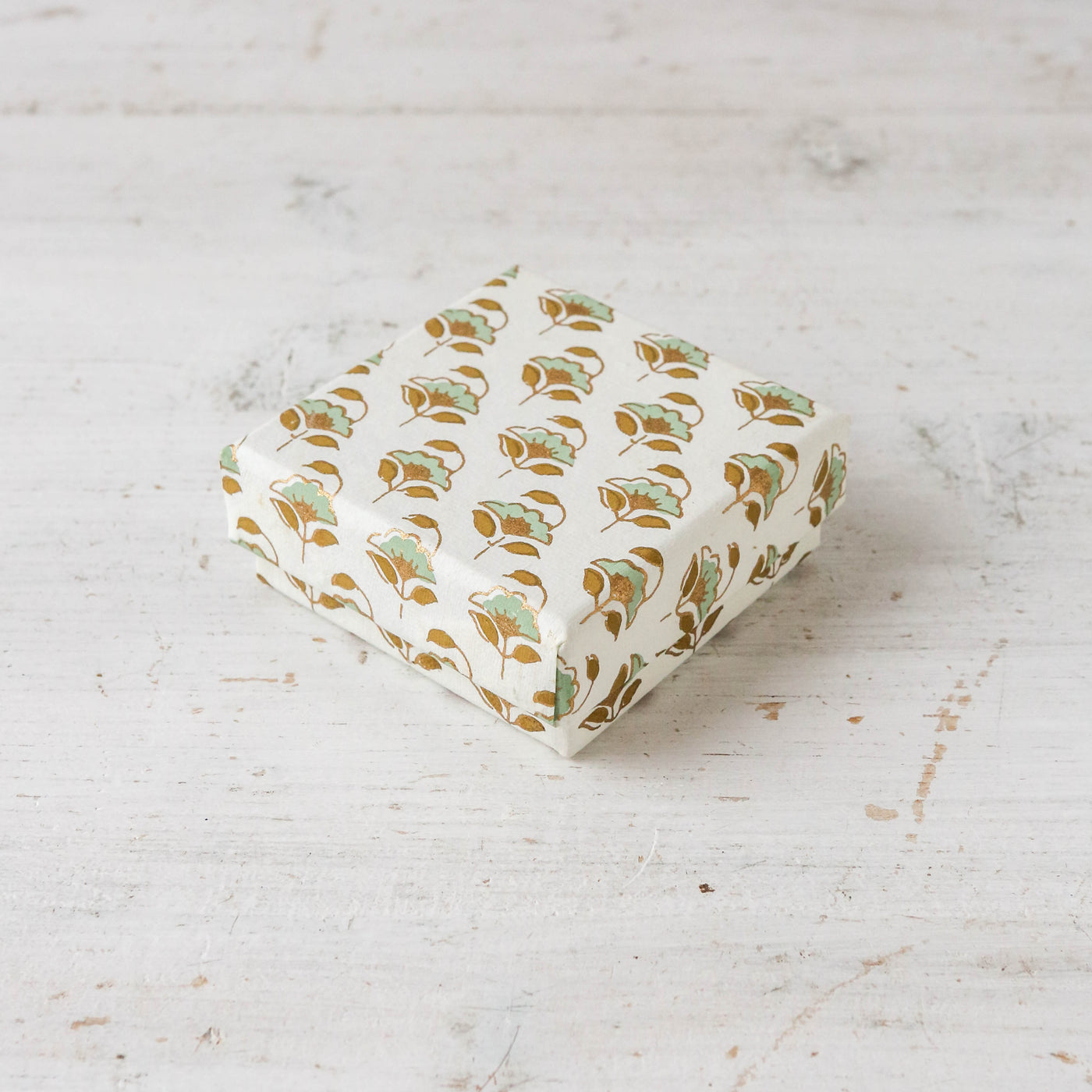 Square Flat Covered Box in Priya Sage - Small