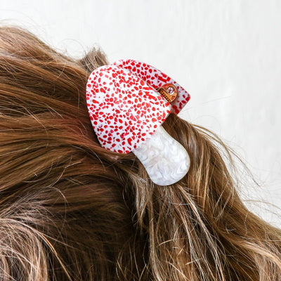 Hand Painted Cellulose Hair Claw - Toadstool