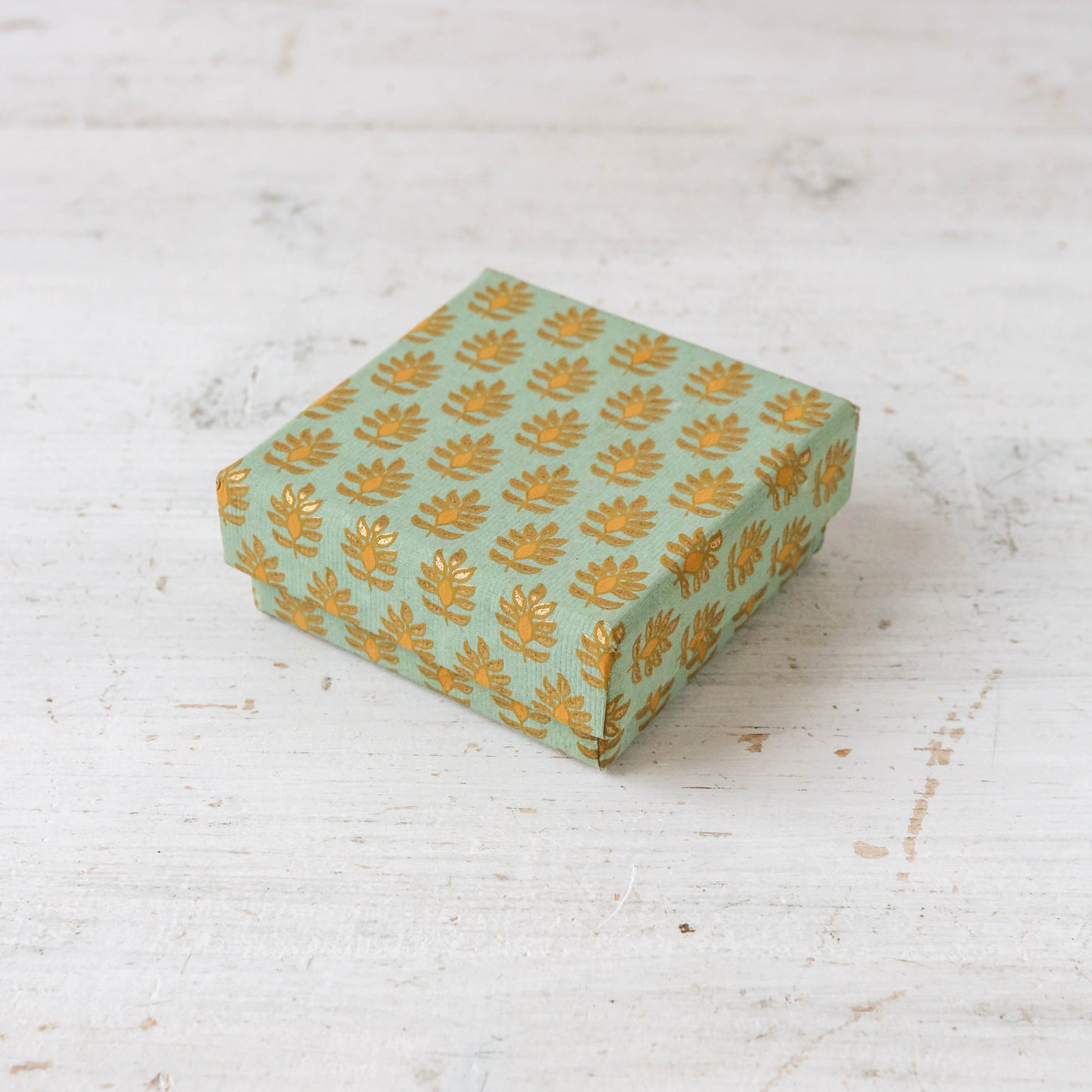 Square Flat Covered Box in Priya Sage - Small