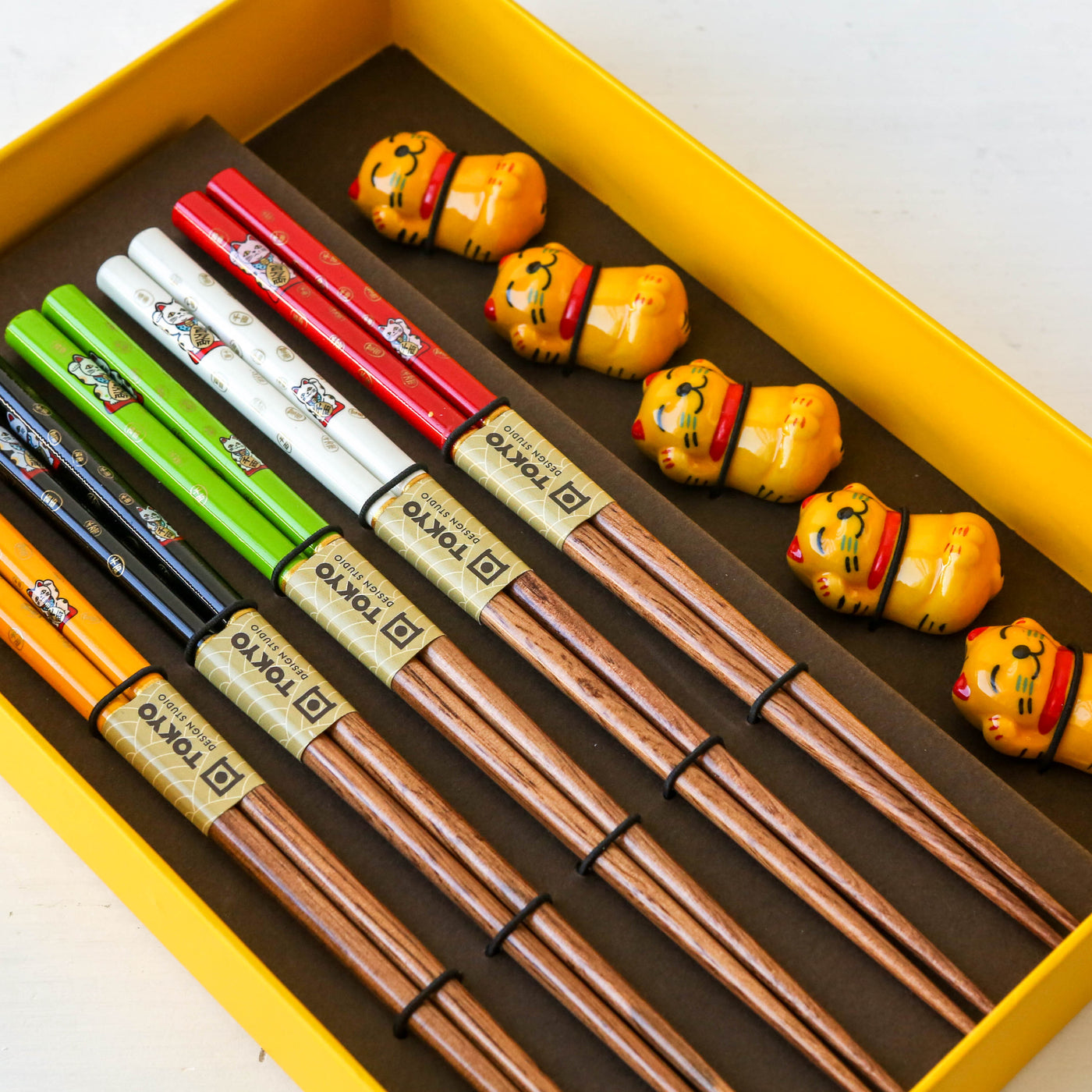 Chopstick Gift Set with Rests - Lucky Cat