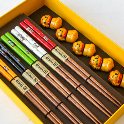 Chopstick Gift Set with Rests - Lucky Cat