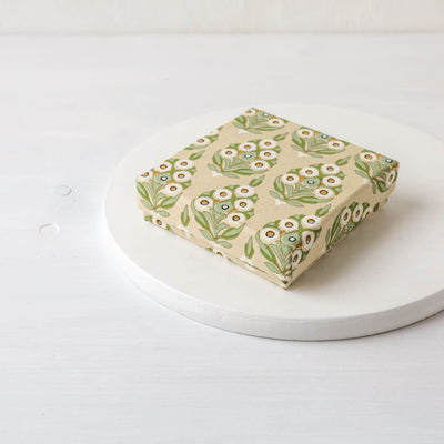 Square Flat Covered Box in Arrah Sage - Small
