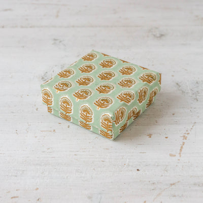 Square Flat Covered Box in Priya Sage - Small