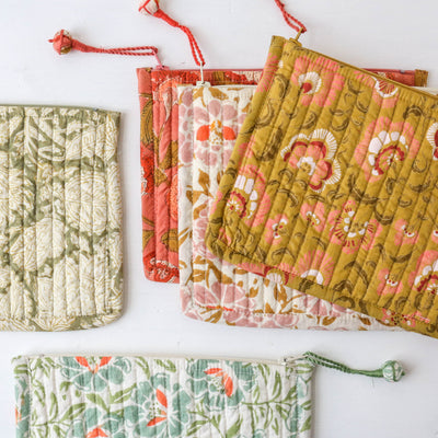 Quilted Cotton Zip Pouch