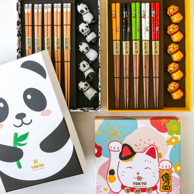 Chopstick Gift Set with Rests - Lucky Cat