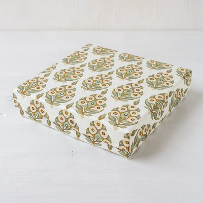 Square Flat Covered Box in Arrah Sage - Large