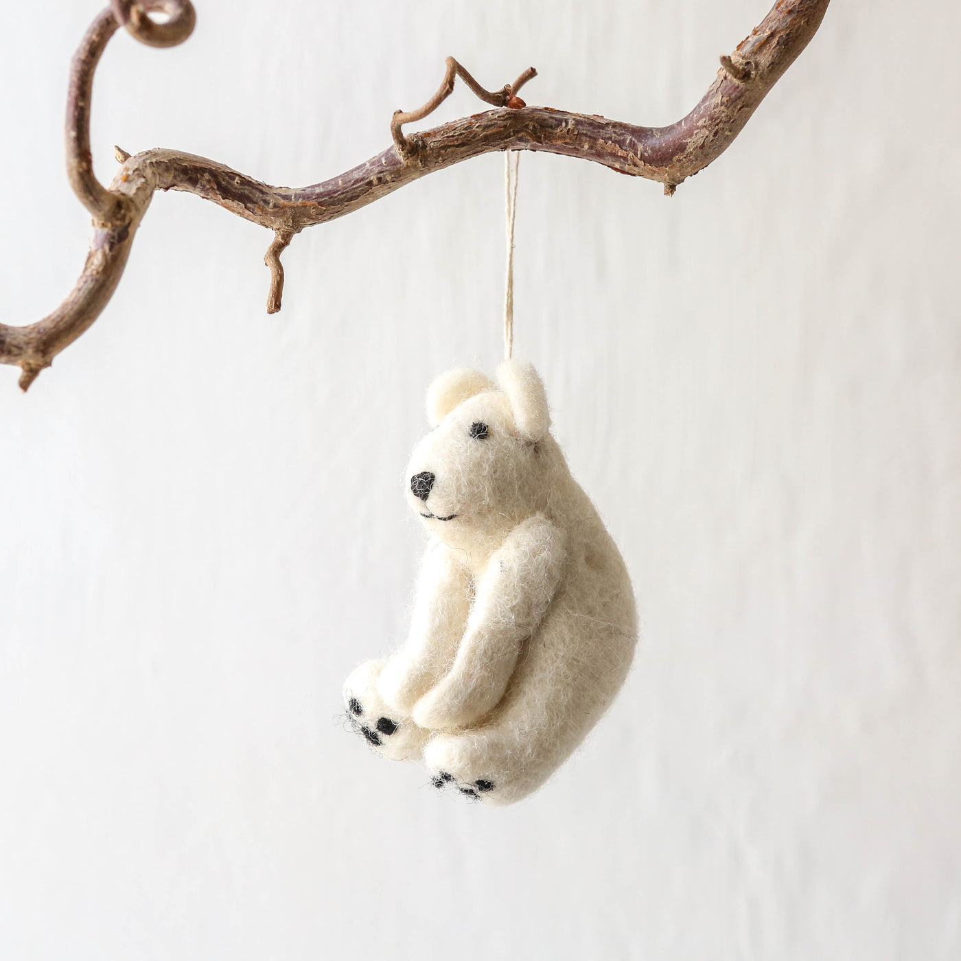 Sitting Polar Bear Felt Hanging Decoration
