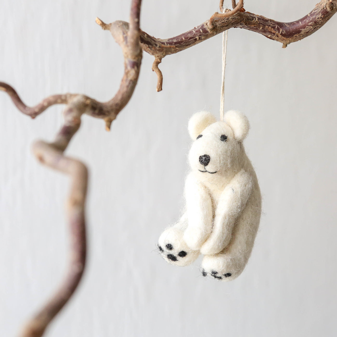 Sitting Polar Bear Felt Hanging Decoration