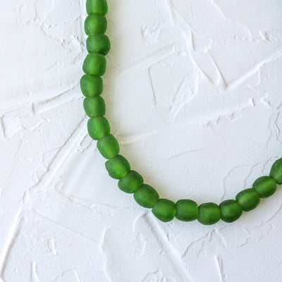 Recycled Glass Beads - 14mm Emerald Green