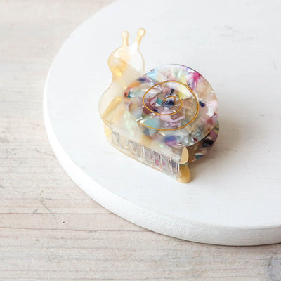 Hand Painted Cellulose Hair Claw - Tortoise Snail