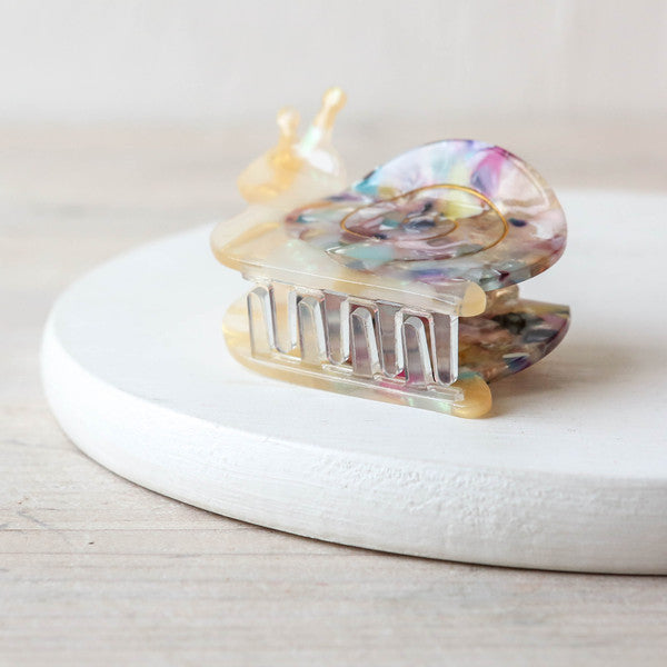 Hand Painted Cellulose Hair Claw - Tortoise Snail