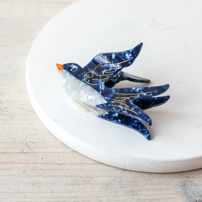 Hand Painted Cellulose Hair Claw - Swallow