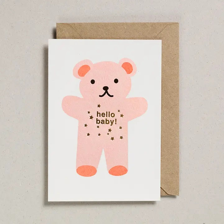 Hello Teddy Baby Card