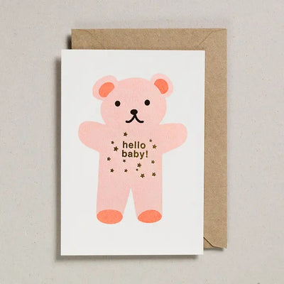 Hello Teddy Baby Card