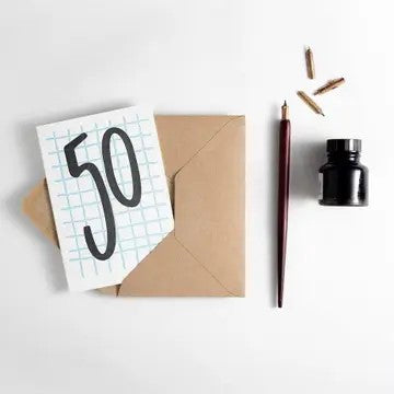 50th Birthday Grid Letterpress Card