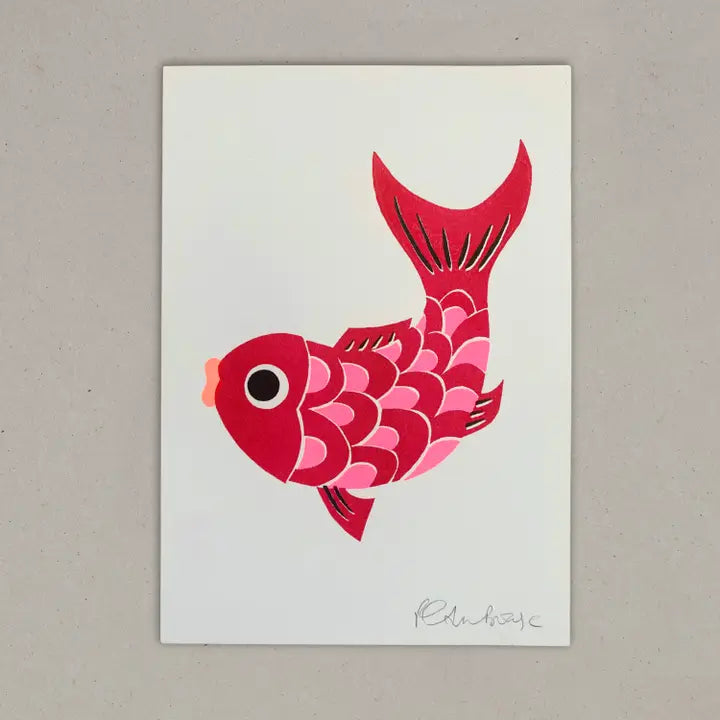 Koi Fish Risograph Print - 30 X 40cm