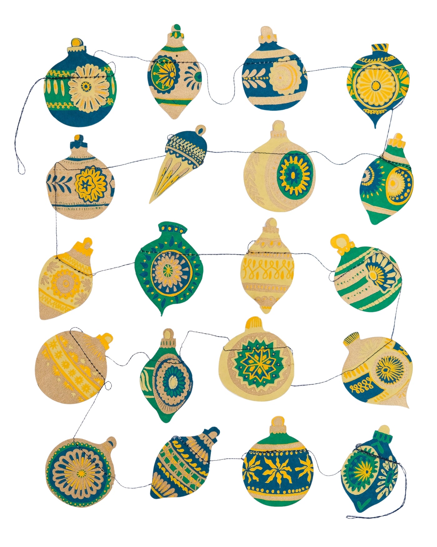 Christmas Ornaments Sewn Garland