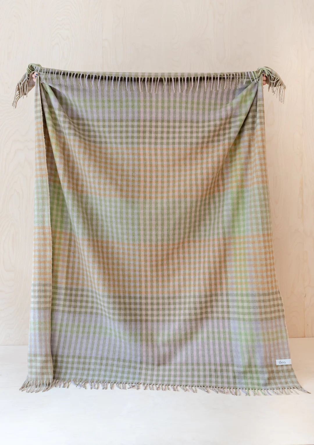 Recycled Wool Blanket - Lilac Grid Micro Gingham