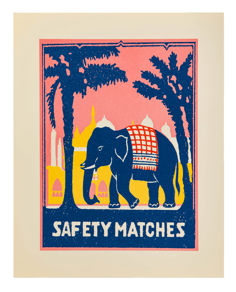 Pink Elephant Safety Match Print 40 X 50 cm
