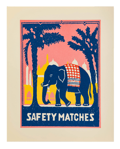 Pink Elephant Safety Match Print 40 X 50 cm